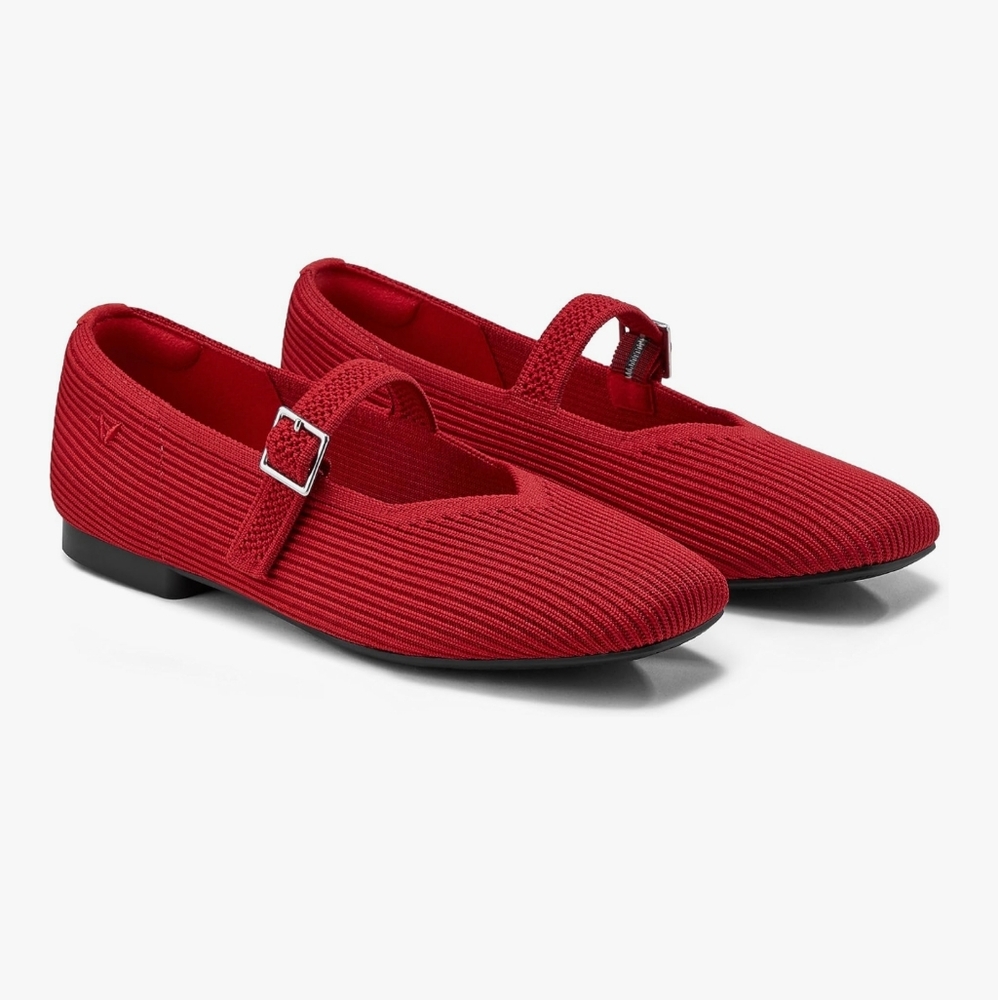 Vivaia Square-Toe Margot Mary-Jane Knit Shoe size 8.5 Red